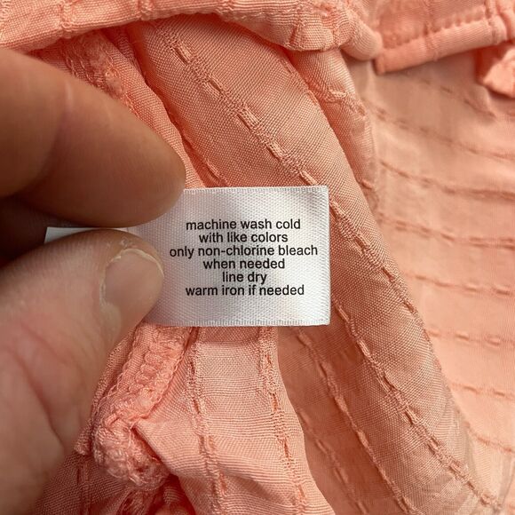 Lane Bryant Button Up Shirt Womens 26 Peach Pink/Orange Long Sleeve Soft Rayon - Picture 7 of 12